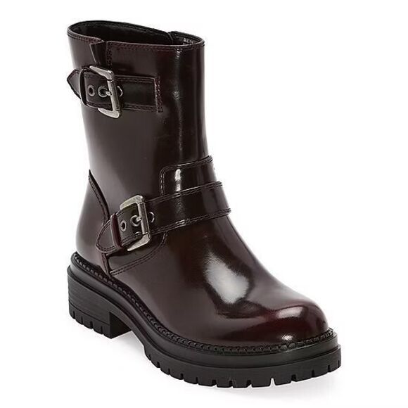 Arizona Jean Co Womens Size 6 Tilpa Moto Stacked Heel Combat Boots Oxblood - Picture 1 of 4